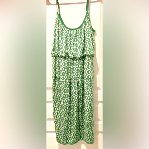 Tracy Reese Green & White Geometric Silk Strappy Dress w Button Detailing ZP1 - Picture 3 of 9